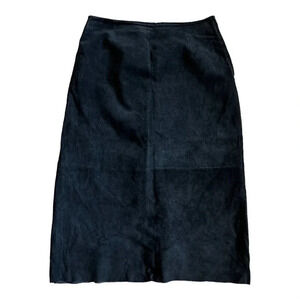 Marsh Landing Black 100% Leather Midi Skirt 8